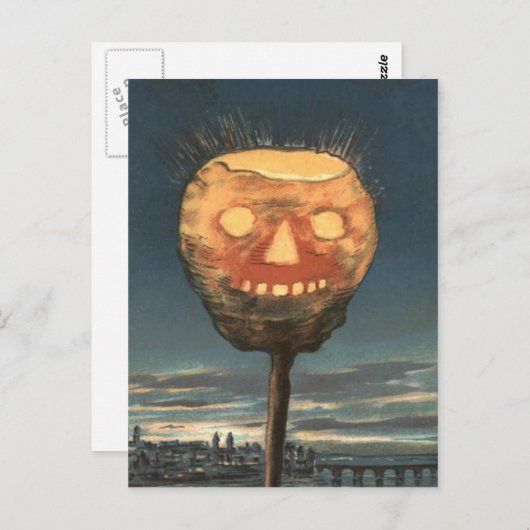 ブライト不気味ハロウィーンのカボチャのちょうちんパンプキン ポストカード (正面/裏面)