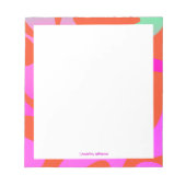 ブライト抽象芸術アートピンクオレンジ翡翠名前をカスタムする ノートパッド (正面)