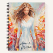 ブライト抽象芸術エンジェルルーズ絵を描スタイル ノートブック (正面)
