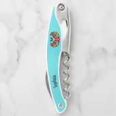 ブライト抽象芸術スカラブビートルonアクアブルー ソムリエナイフ (裏面)