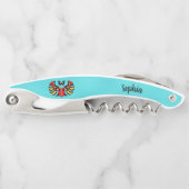 ブライト抽象芸術スカラブビートルonアクアブルー ソムリエナイフ (正面)