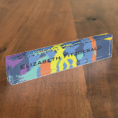 ブライト抽象芸術トレブルクレフ、 音符記号ミュージックノート デスクネームプレート (側面)