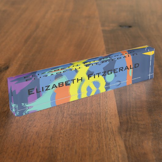 ブライト抽象芸術トレブルクレフ、 音符記号ミュージックノート デスクネームプレート (側面)