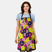 ブライト抽象芸術フラワーアート エプロン (着用した状態)