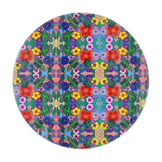 ブライト抽象芸術フラワーアート カッティングボード (正面)