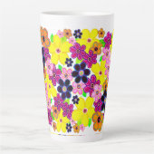 ブライト抽象芸術フラワーアート カフェラテマグ (正面)