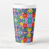 ブライト抽象芸術フラワーアート カフェラテマグ (正面)