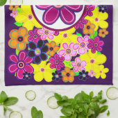 ブライト抽象芸術フラワーアート キッチンタオル (折り畳み)