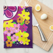 ブライト抽象芸術フラワーアート キッチンタオル (四つ折り)