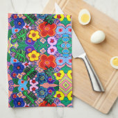 ブライト抽象芸術フラワーアート キッチンタオル (四つ折り)