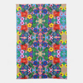ブライト抽象芸術フラワーアート キッチンタオル (縦)