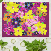 ブライト抽象芸術フラワーアート キッチンタオル (折り畳み)