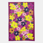 ブライト抽象芸術フラワーアート キッチンタオル (縦)