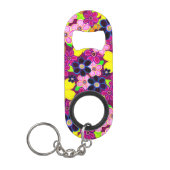 ブライト抽象芸術フラワーアート キーホルダー栓抜き (正面)