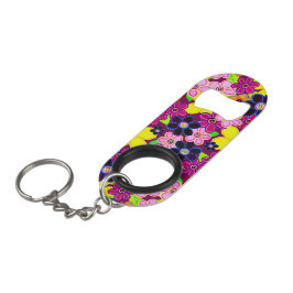 ブライト抽象芸術フラワーアート キーホルダー栓抜き