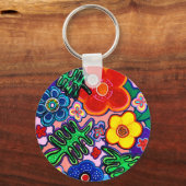 ブライト抽象芸術フラワーアート キーホルダー (裏面)