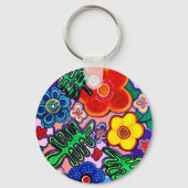 ブライト抽象芸術フラワーアート キーホルダー (裏面)