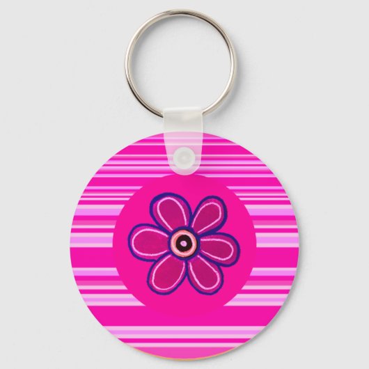 ブライト抽象芸術フラワーアート キーホルダー (正面)