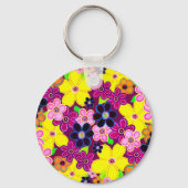 ブライト抽象芸術フラワーアート キーホルダー (正面)