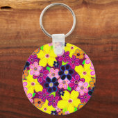 ブライト抽象芸術フラワーアート キーホルダー (正面)