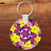 ブライト抽象芸術フラワーアート キーホルダー (正面)