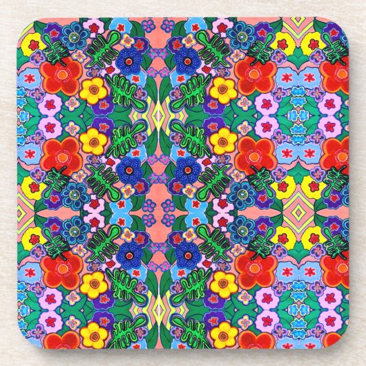 ブライト抽象芸術フラワーアート コースター (正面)