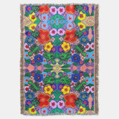 ブライト抽象芸術フラワーアート スローブランケット (正面縦)