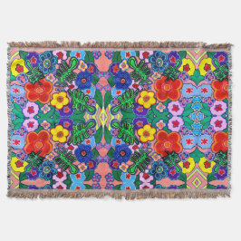 ブライト抽象芸術フラワーアート スローブランケット