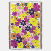 ブライト抽象芸術フラワーアート スローブランケット (正面縦)