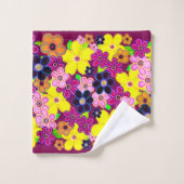 ブライト抽象芸術フラワーアート バスタオルセット (ウォッシュタオル)