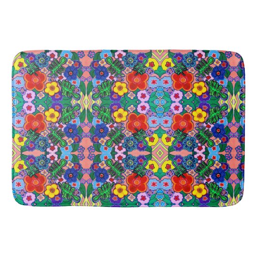 ブライト抽象芸術フラワーアート バスマット (正面)