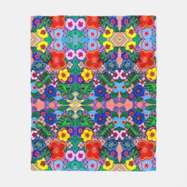 ブライト抽象芸術フラワーアート フリースブランケット