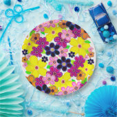 ブライト抽象芸術フラワーアート ペーパープレート (パーティー)