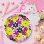 ブライト抽象芸術フラワーアート ペーパープレート (パーティー)