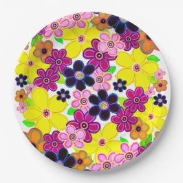 ブライト抽象芸術フラワーアート ペーパープレート