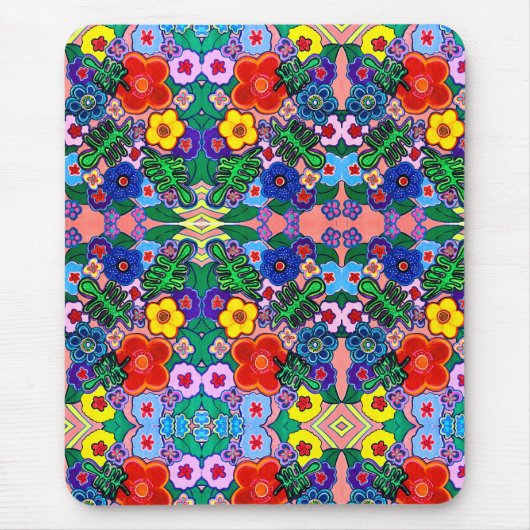 ブライト抽象芸術フラワーアート マウスパッド (正面)