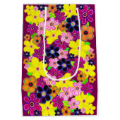 ブライト抽象芸術フラワーアート ミディアムペーパーバッグ (裏面)