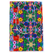 ブライト抽象芸術フラワーアート ミディアムペーパーバッグ (正面)