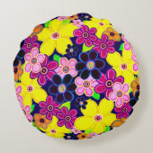 ブライト抽象芸術フラワーアート ラウンドクッション (裏面)