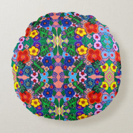 ブライト抽象芸術フラワーアート ラウンドクッション