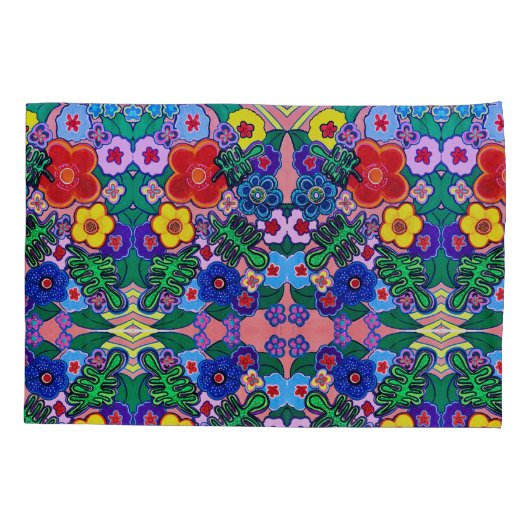 ブライト抽象芸術フラワーアート 枕カバー (裏面)