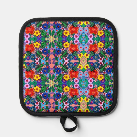 ブライト抽象芸術フラワーアート 鍋敷き (正面)