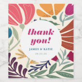 ブライト抽象芸術結婚フローラレトロありがとう ワインラベル (シングルラベル)