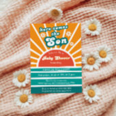 ブライト日が差すことティール(緑がかった色)来ここザソンシャワー 招待状