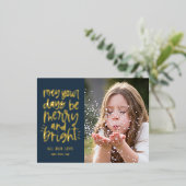 ブライト日編集可能カラーホリデーポストカード 箔シーズンポストカード (立ち正面)