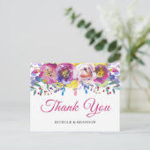 ブライト明るい赤紫色金ゴールドフローラサンキューポストカード ポストカード (スタンド正面)