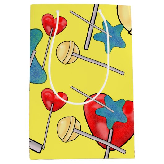 ブライト棒つきキャンデーハートキャンディスウィートスターラブ ミディアムペーパーバッグ (正面)