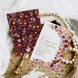 ブライト秋ガーデンフラワーズブリデスメイドランチョン 招待状