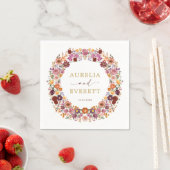 ブライト秋ワイルドフラワーガーデン結婚リース スタンダードカクテルナプキン (インサイチュ)