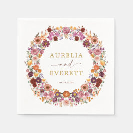 ブライト秋ワイルドフラワーガーデン結婚リース スタンダードカクテルナプキン